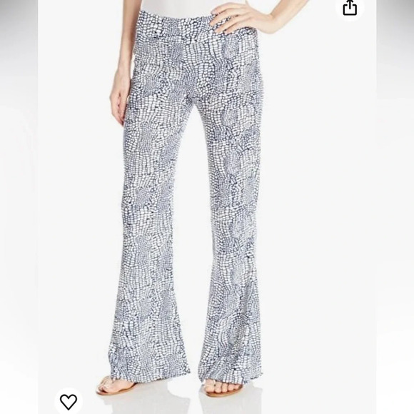 Eight Sixty Pants - Eight Sixty Women's Printed Navy and White Wide-Leg Pant size S